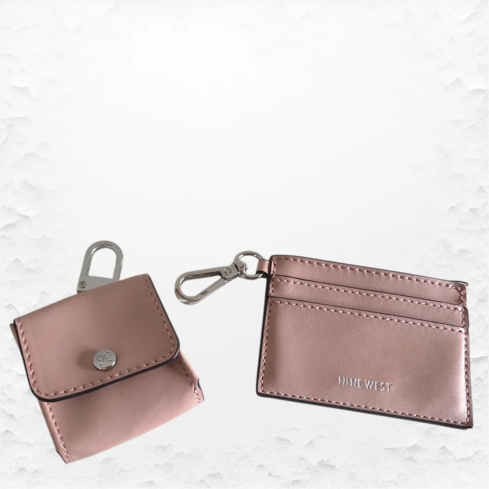 Nine West Blush AirPods Case & Card Holder Keychain Set